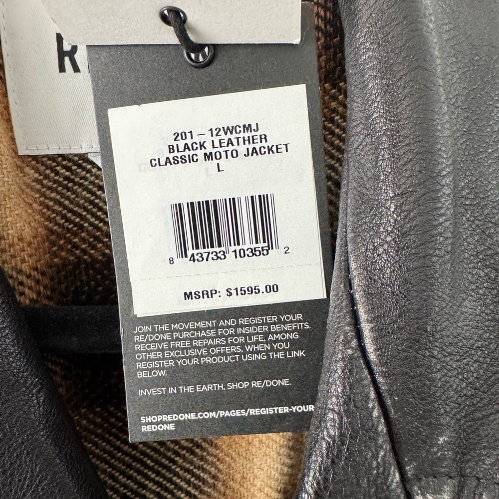 RE/DONE Black Leather Classic Moto Jacket - Picture 11 of 13